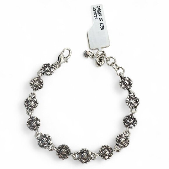 Brighton Garden Of Eden Silver Black Floral Bracelet in Collectors Tin New - Picture 7 of 8